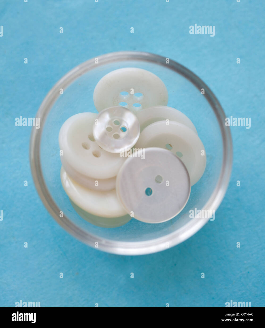 white bottons in bowl Stock Photo