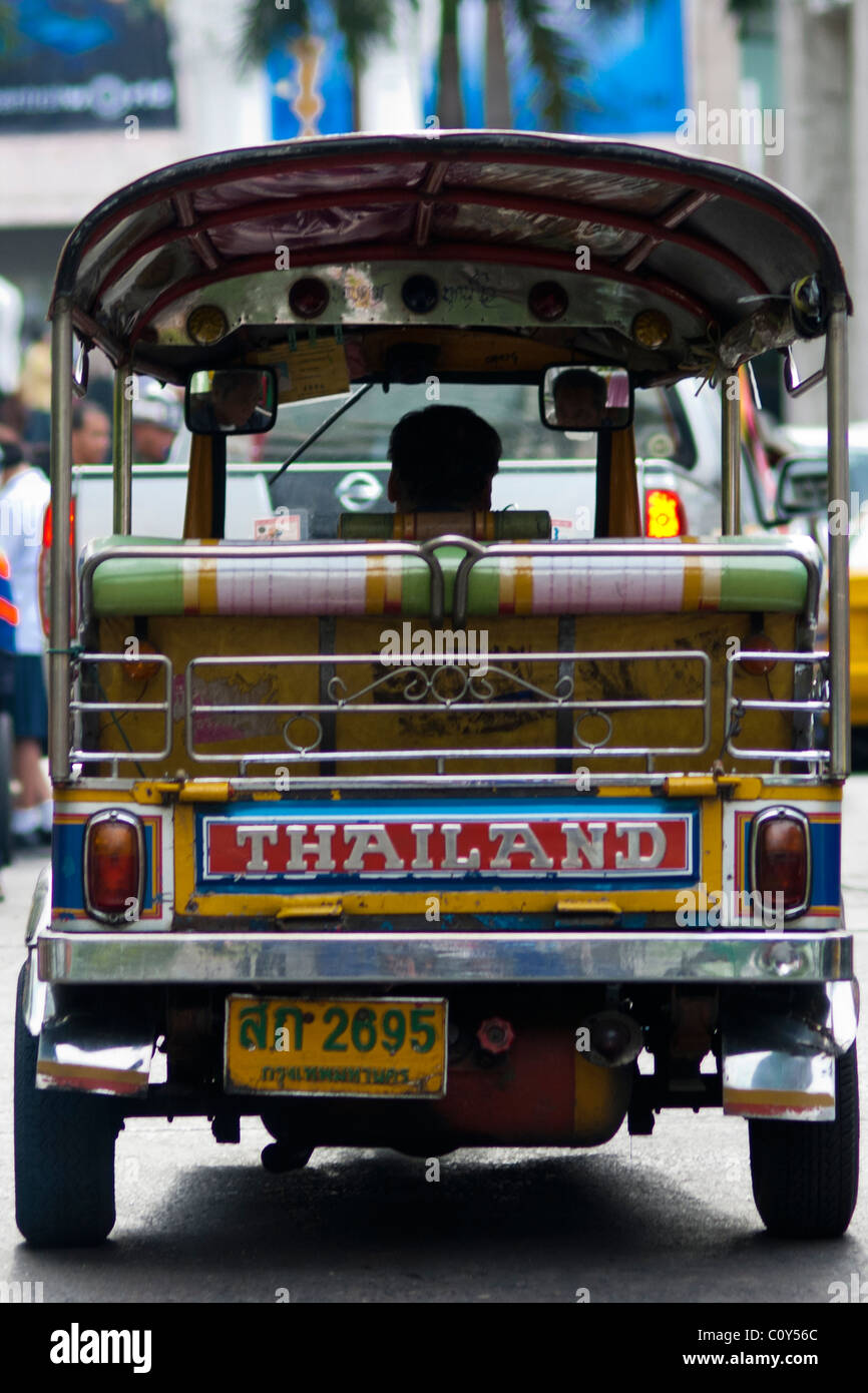 back of Tuk Tuk autorickshaw Bangkok Thailand Stock Photo