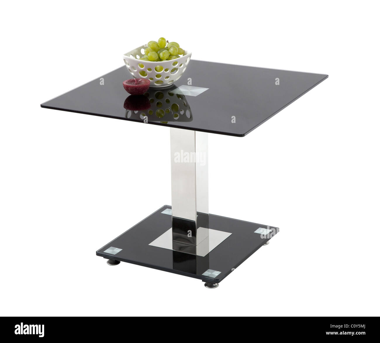 Black glass top coffee table isolated Stock Photo Alamy