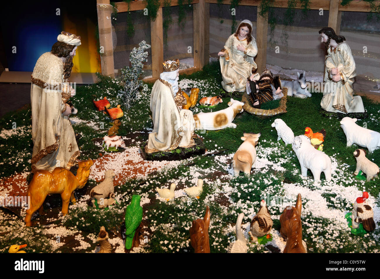 Christmas nativity scene (called nacimiento, pesebre, portal or belen in  Spanish) detail, La Paz , Bolivia Stock Photo - Alamy