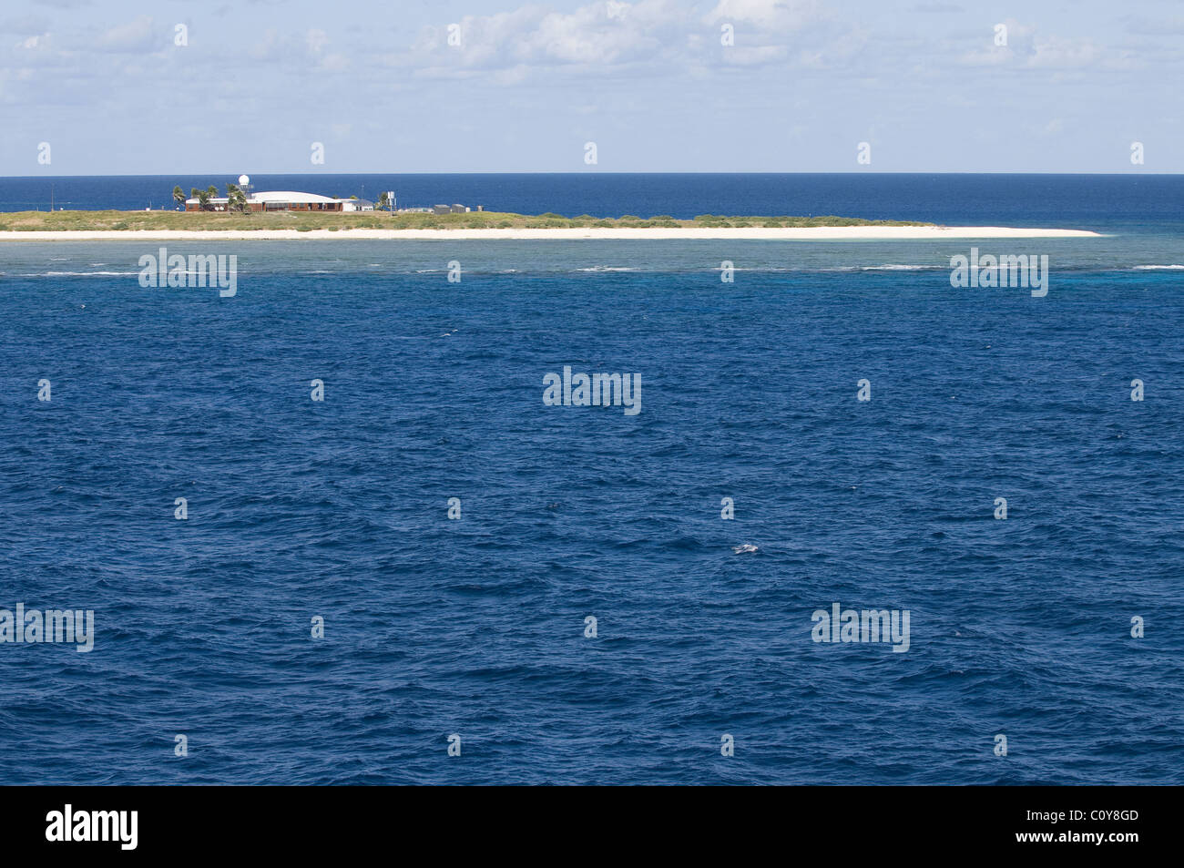 Weather monitoring station on Willis Island located beyond the Great Barrier Reef in the Coral Sea Territory, Queensland Stock Photo