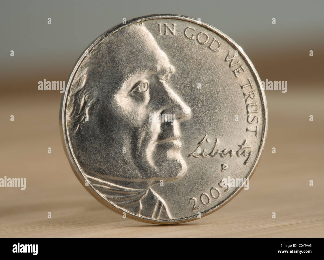 2005 US nickel coin. The face value of 5 cents is now less than the