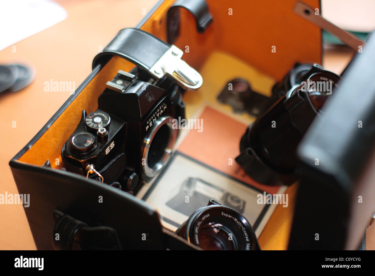 Vintage pentax spotmatic with lenses Stock Photo
