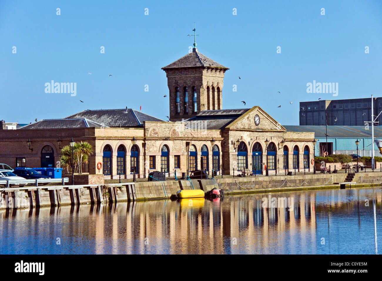 The old pump house in Leith Docks now converted into offices Stock