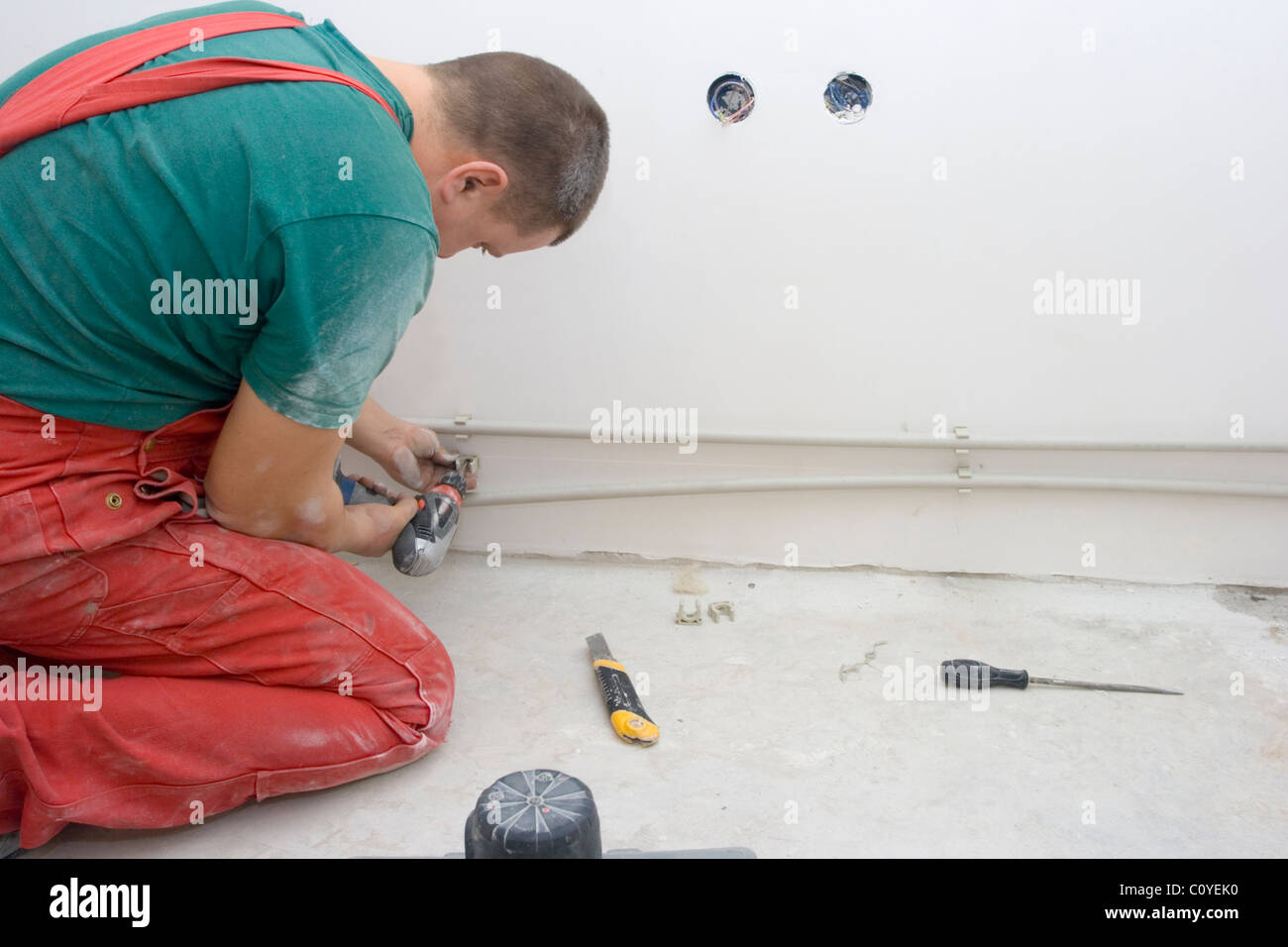 installation clips for attaching a water pipe on the wall. metal
