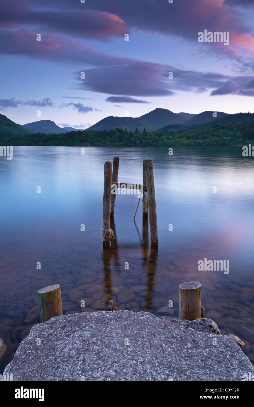 Dusk on Derwent Water Jetty Stock Photo