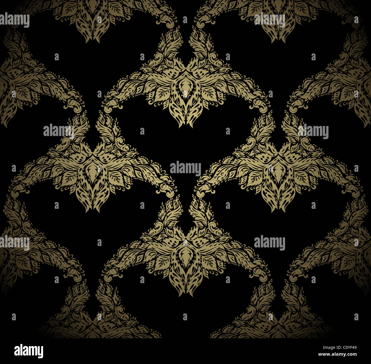 Seamless golden beauty ornament on a black background Stock Photo - Alamy