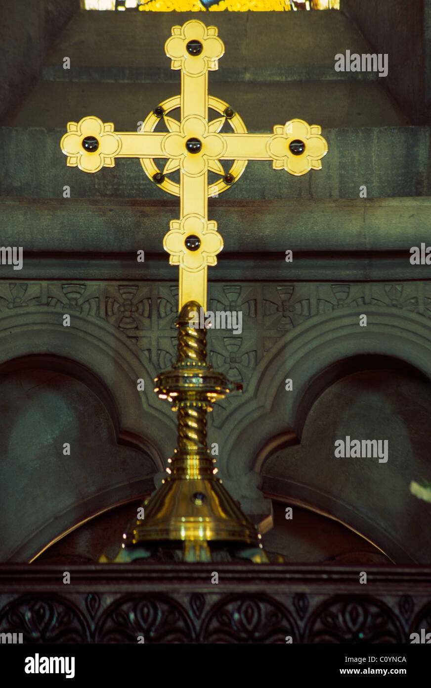 Mumbai India St Thomas Cathedral Cross On Altar Stock Photo