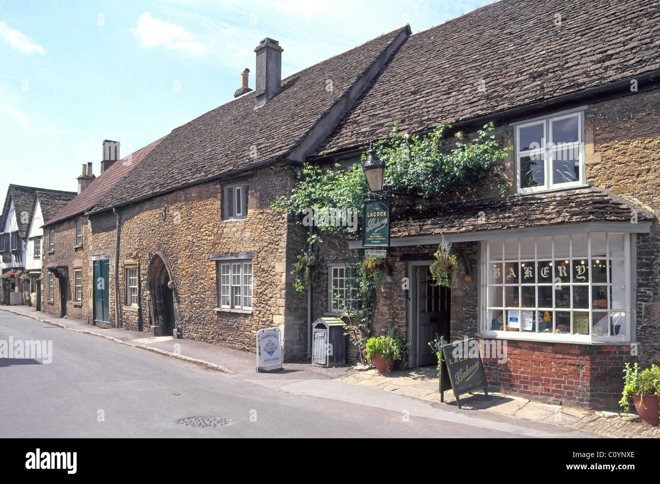 Historical Old Buildings In Lacock Village Street Bakery Shop & Quaint ...