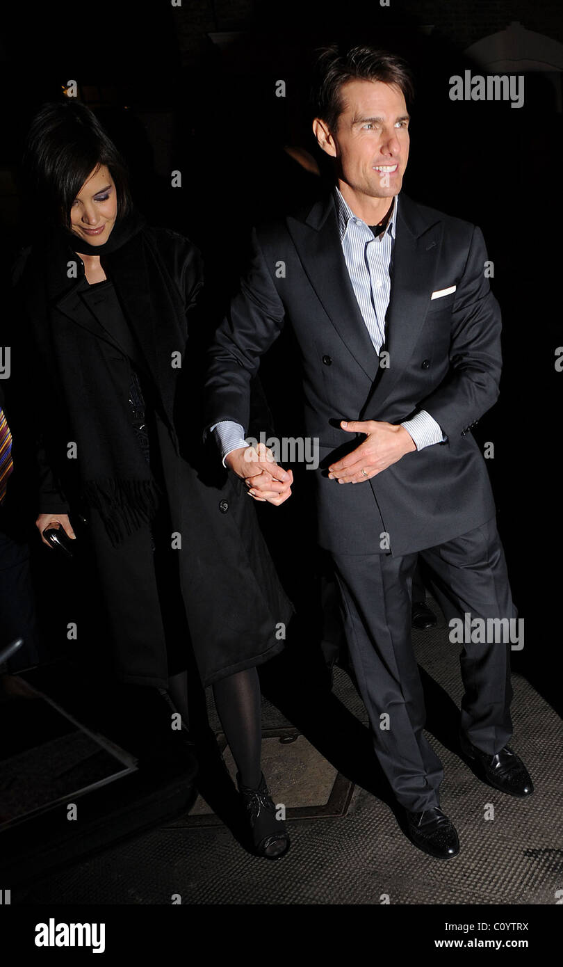 Katie Holmes and Tom Cruise arriving at the Ivy restaurant London, England - 21.01.09 Stock Photo