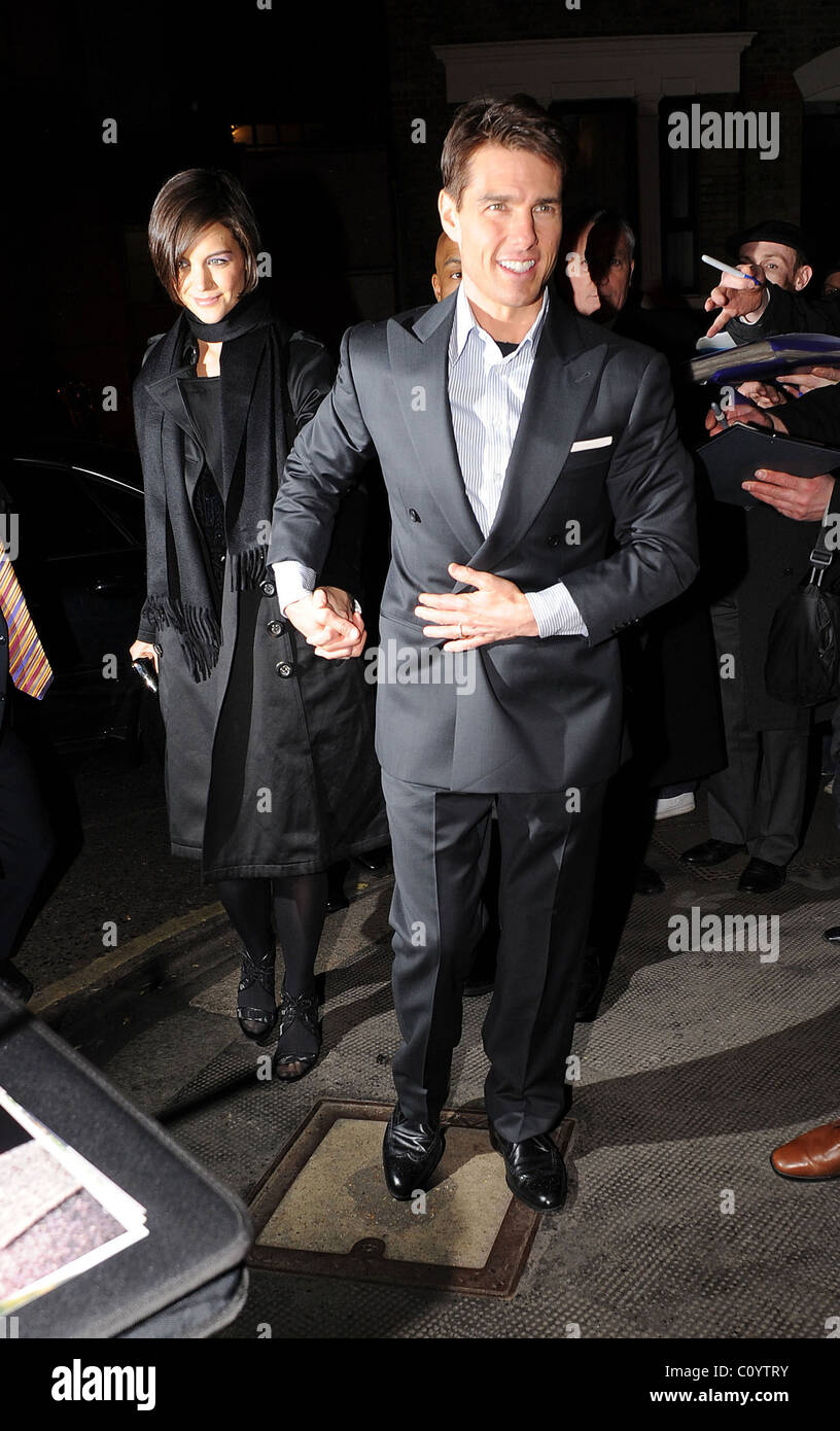 Katie Holmes and Tom Cruise arriving at the Ivy restaurant London, England - 21.01.09 Stock Photo