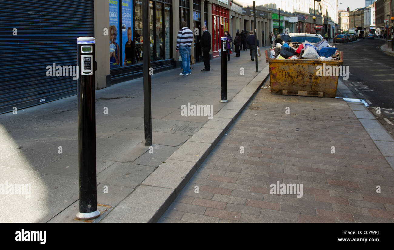 City centre Electric Car Charging Point, Newcastle city centre Stock Photo