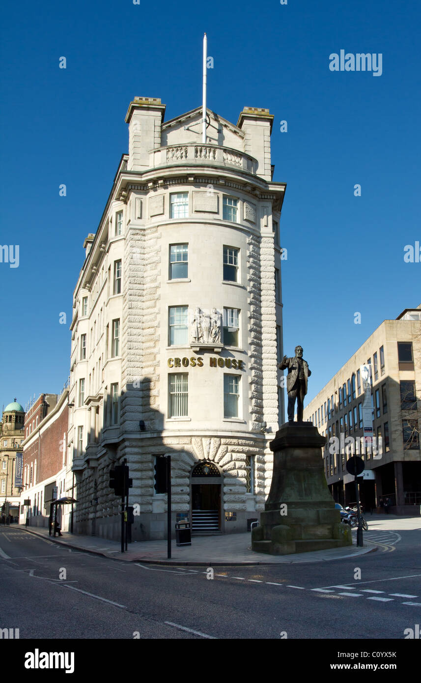 Cross house and Joseph Cowan statue Newcastle City centre. Stock Photo