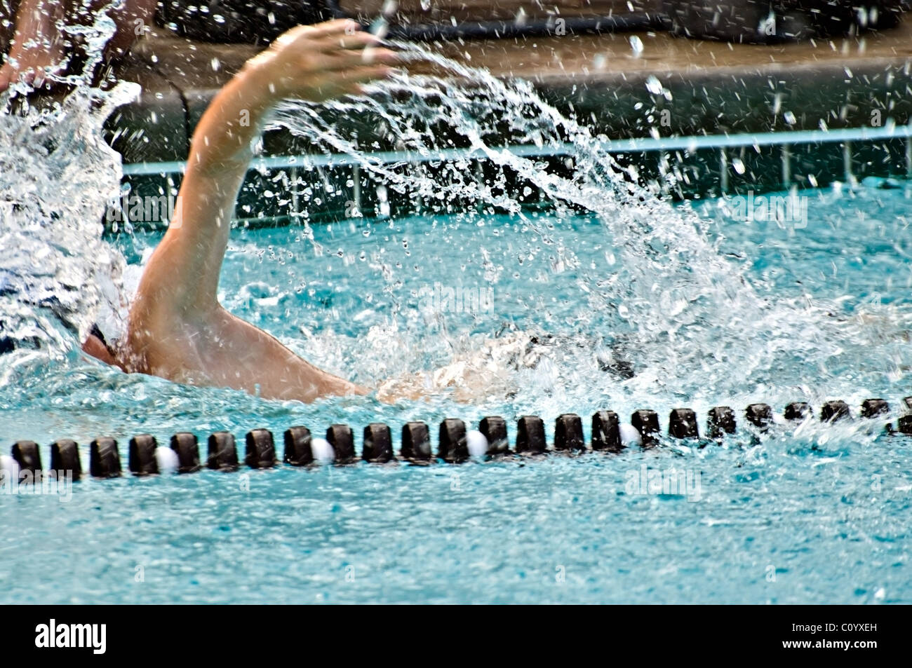 Swimmer's arm during a freestyle competition. Stock Photo