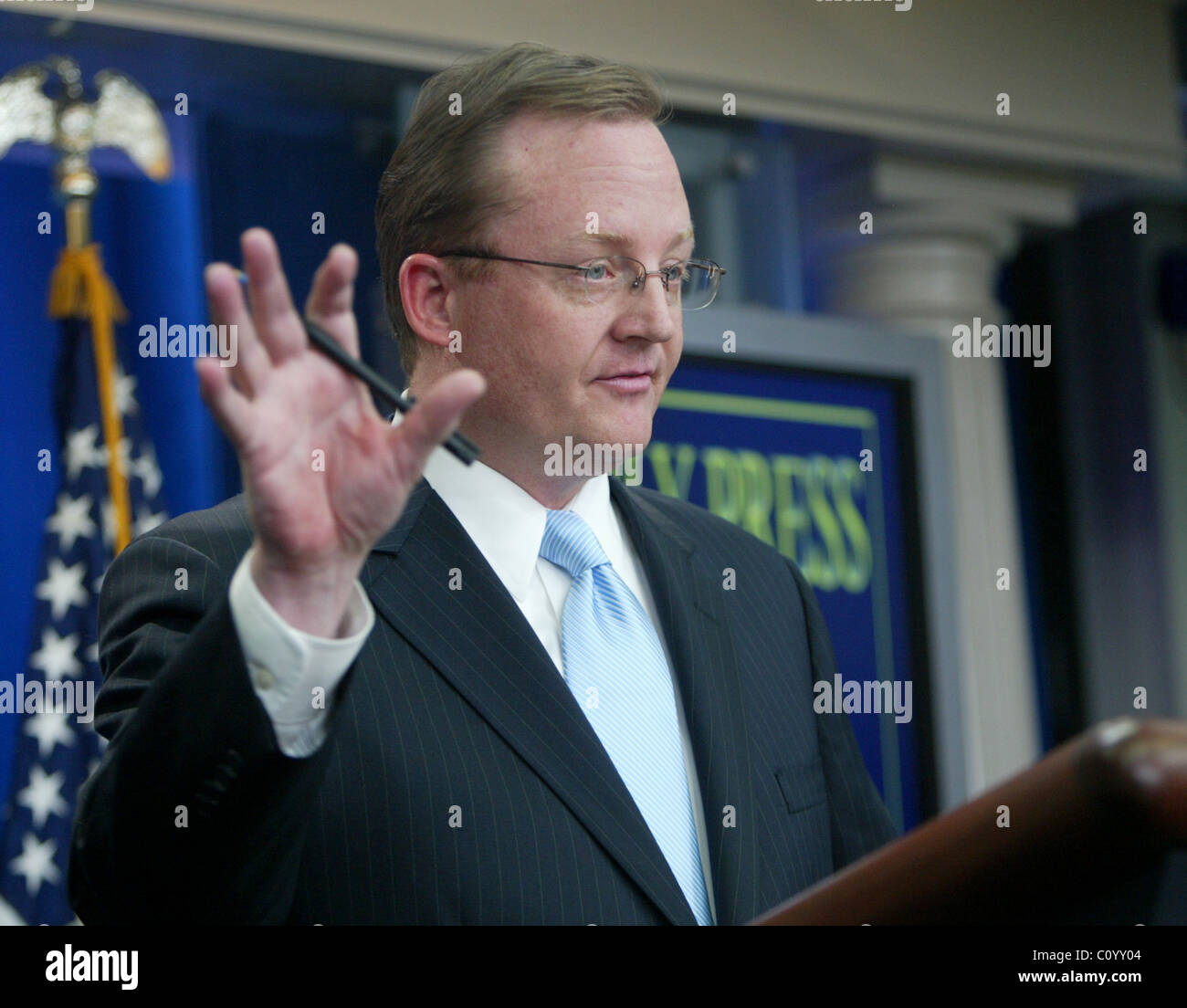 White House Press Secretary Robert Gibbs speaks during his first press