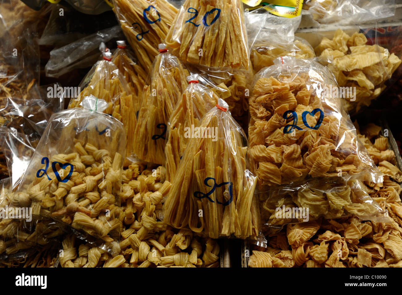 savoury snacks for sale in side street market ,food and travel