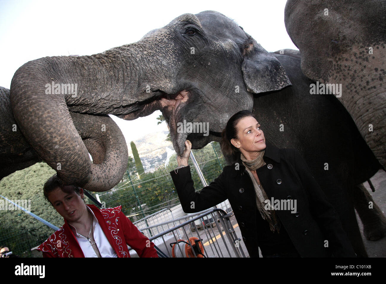 Princess Stephanie of Monaco poses with animals from the 33rd Monte