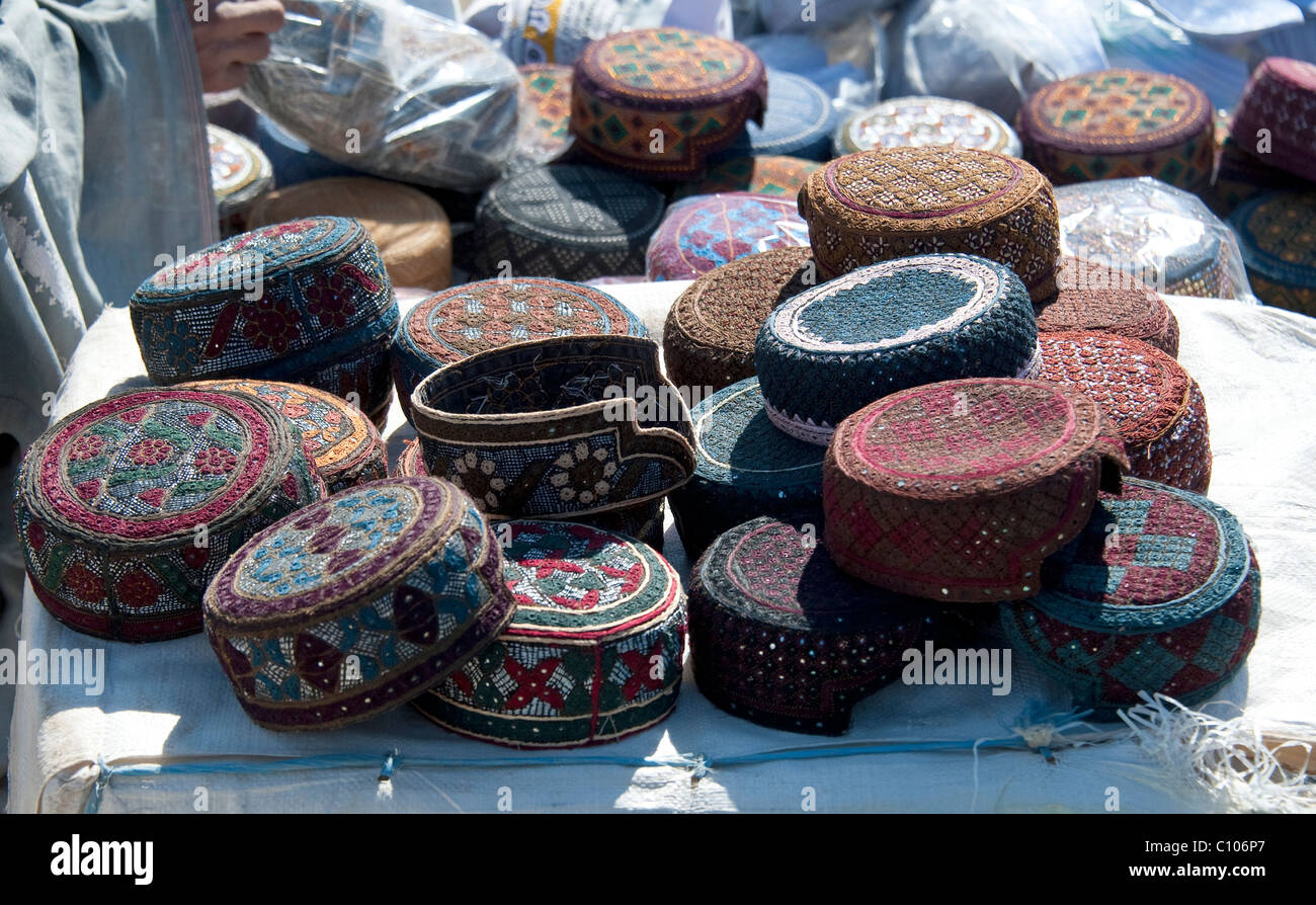 Traditional Helmandi caps in Afghanistan Stock Photo