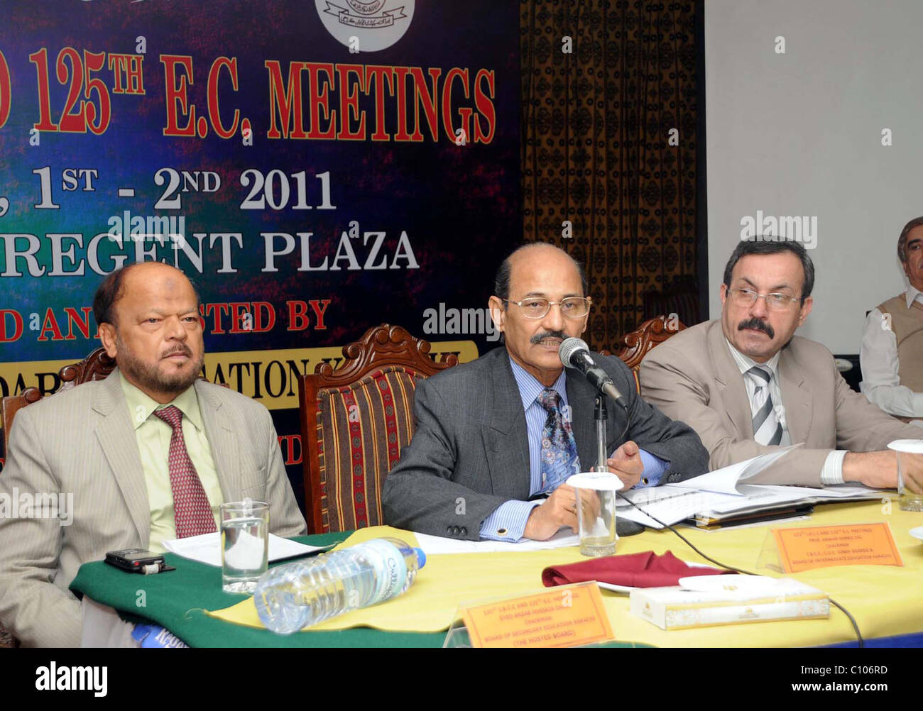 Board of Intermediate Education (BIEK) Chairman, Anwar Ahmed Zai along with Board of Secondary Education (BSE) Chairman, Stock Photo