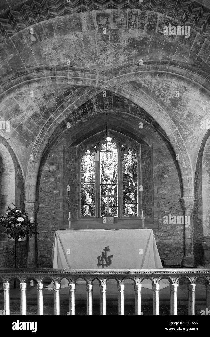 St Michael, Compton Martin, Somerset, Norman church. Chancel Stock Photo