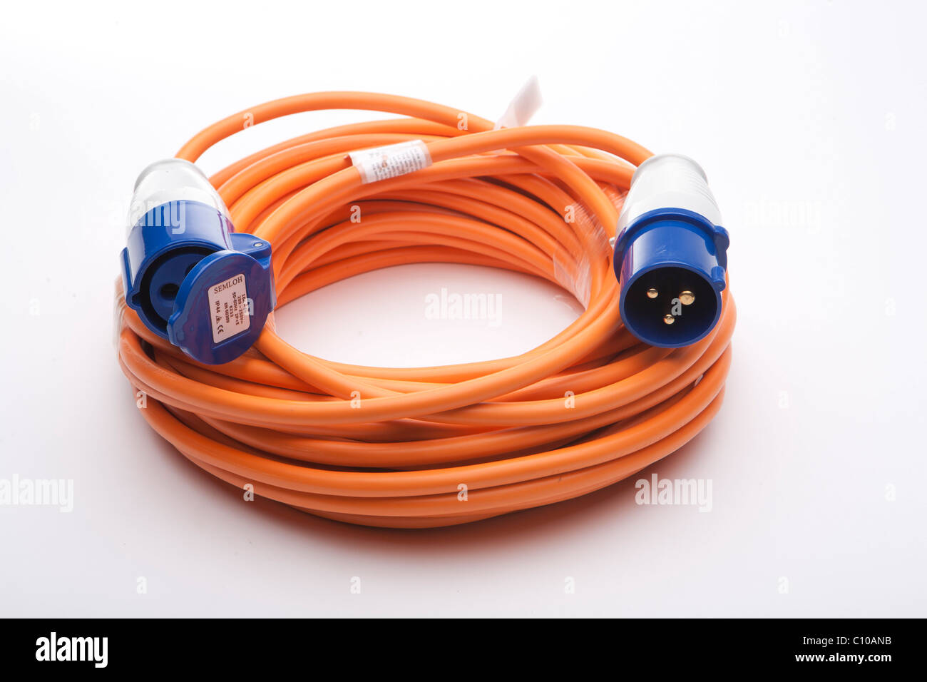 A 240V heavy duty caravan extension lead Stock Photo Alamy