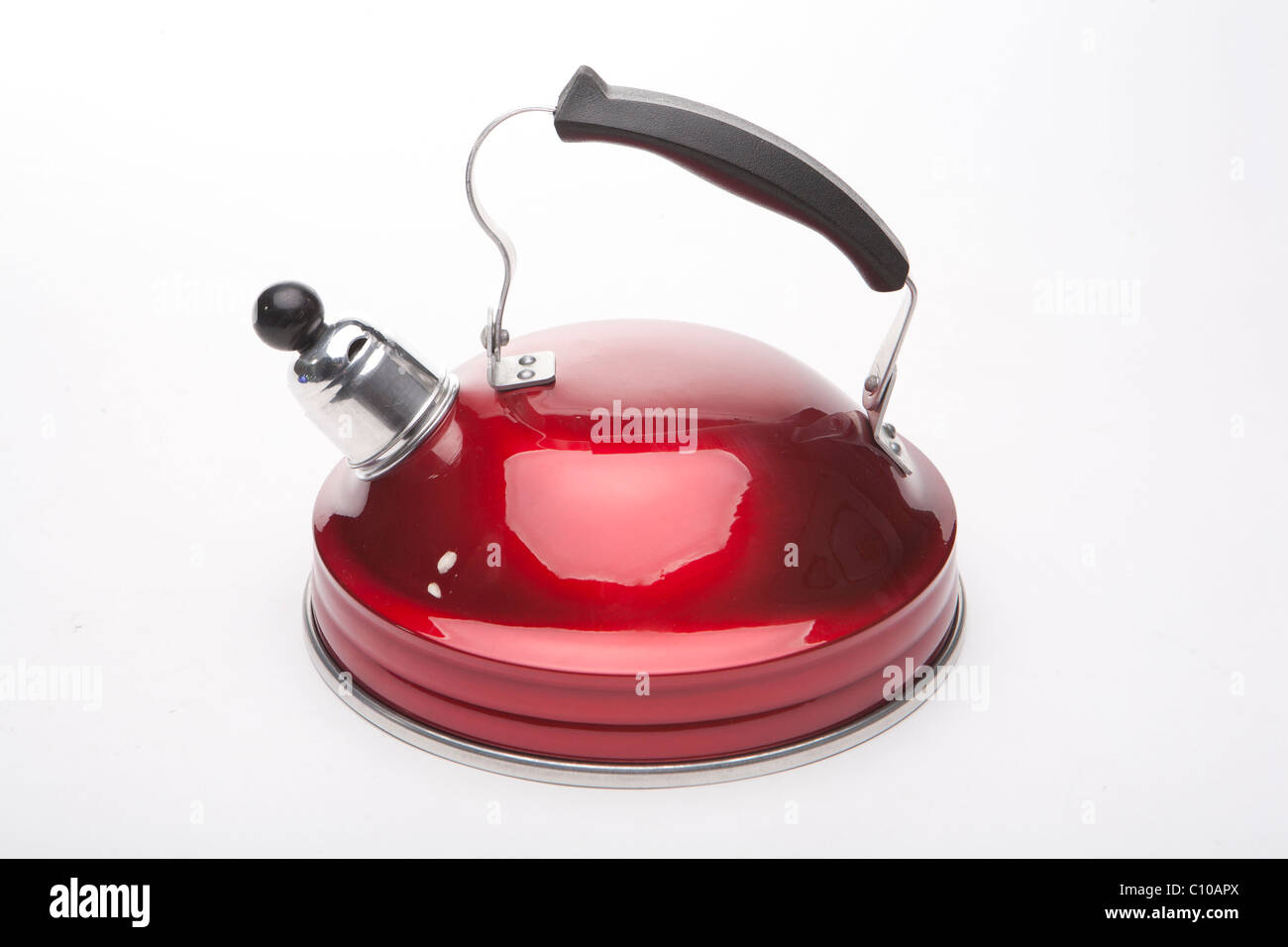 A photograph of a red camping stove kettle Stock Photo Alamy