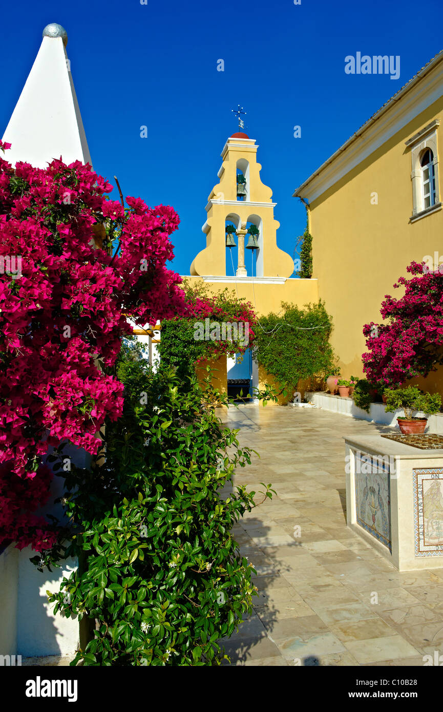 Theotokos, Monastery, Paleokastitsa, 18th century Greek Orthodox. Corfu Ionian Island, Greece Stock Photo