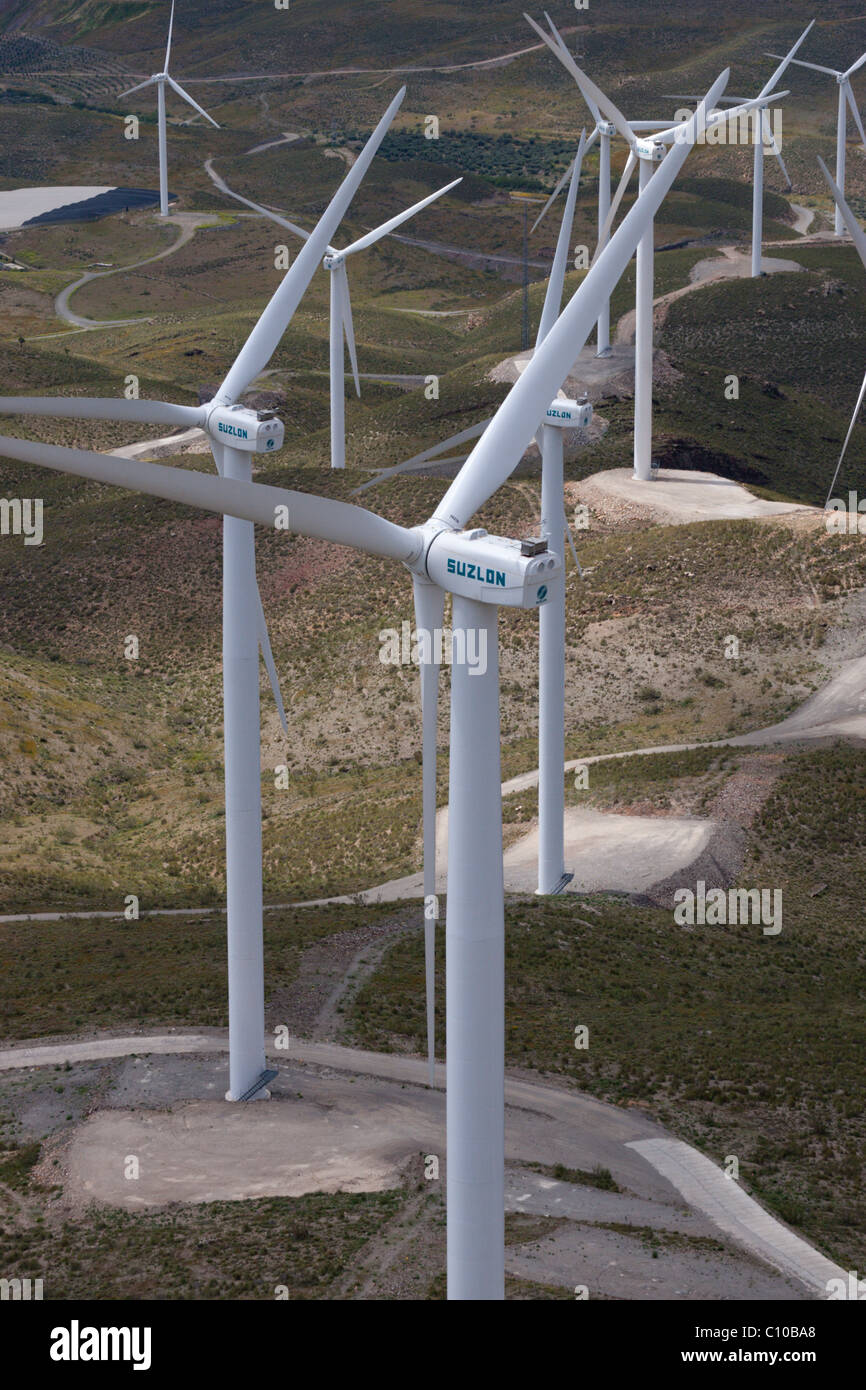 wind turbines fans towers electricity green Spain market hot dry sunny