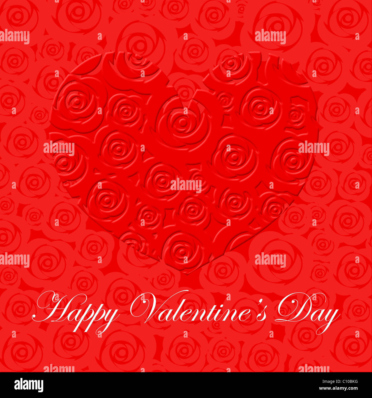 Happy Valentines Day Heart with Red Roses Illustration Stock Photo - Alamy