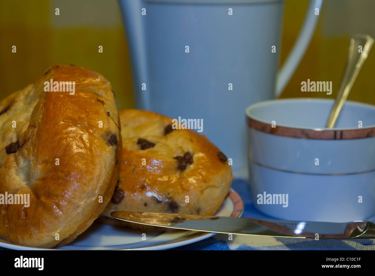 Chocolate croissant breakfast Stock Photo Alamy