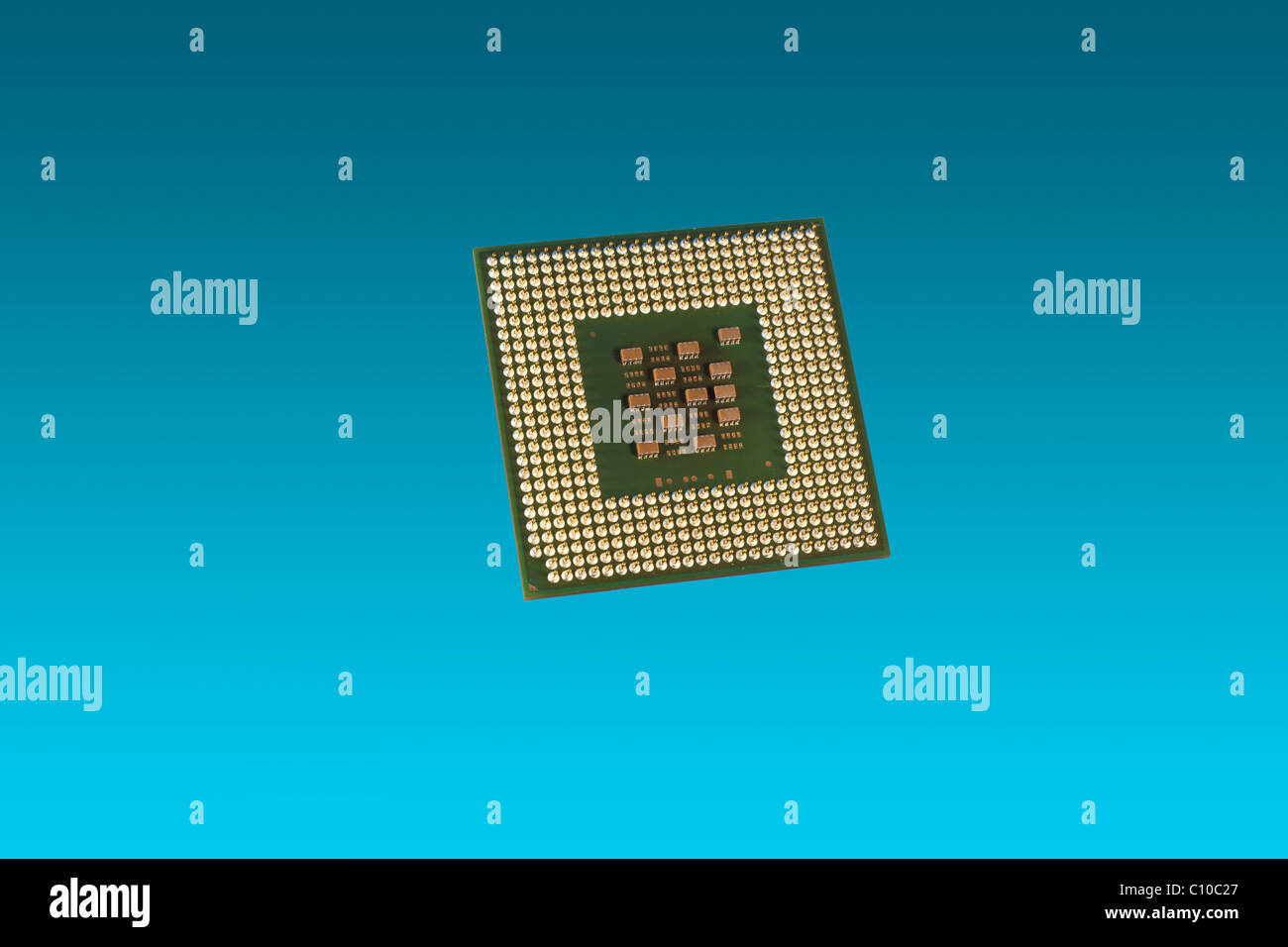 A computer Cpu on a blue background Stock Photo