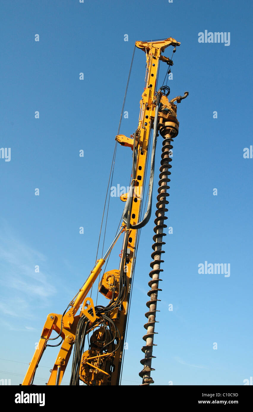 top of yellow industrial drill Stock Photo