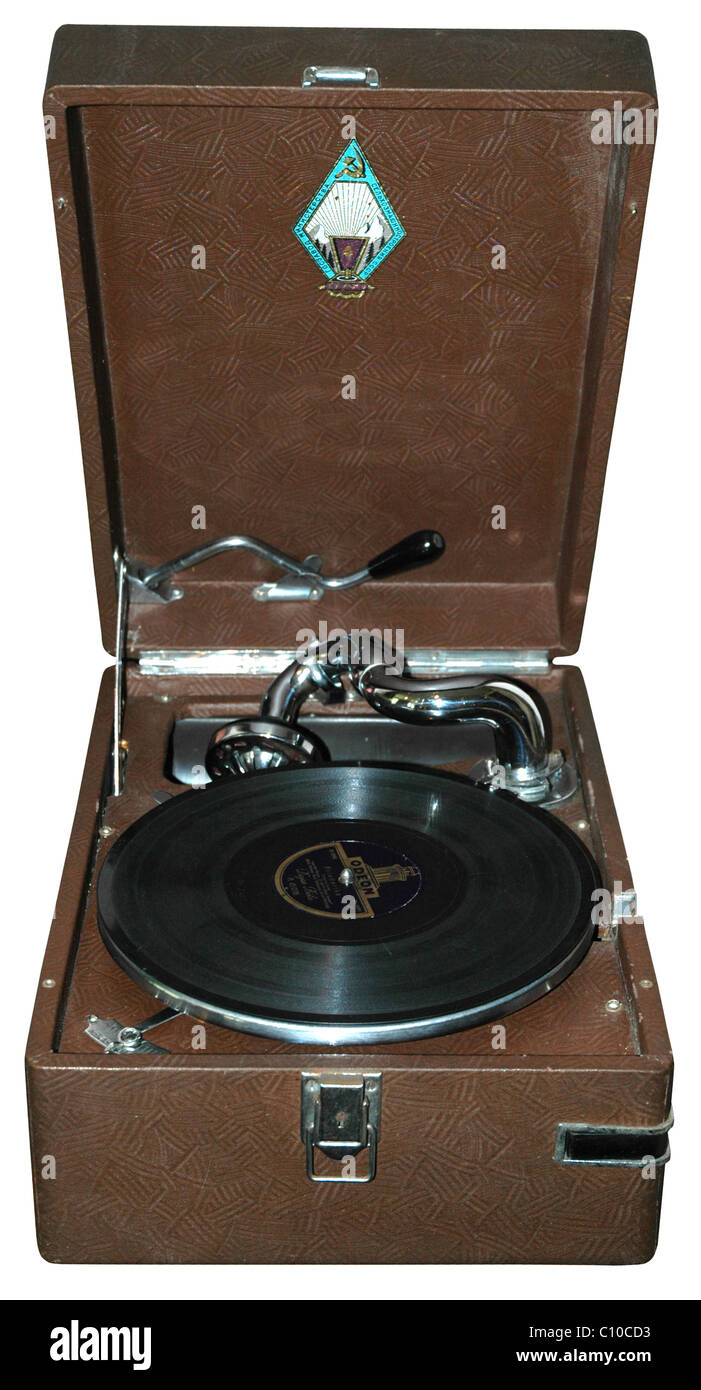 vintage gramophone isolated on white Stock Photo