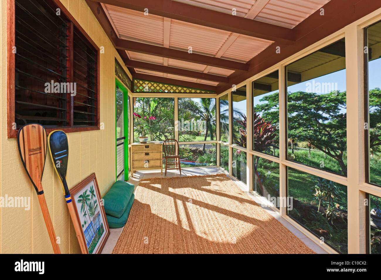 Porch (lanai) of Bed&Breakfast in Hawaii Stock Photo Alamy