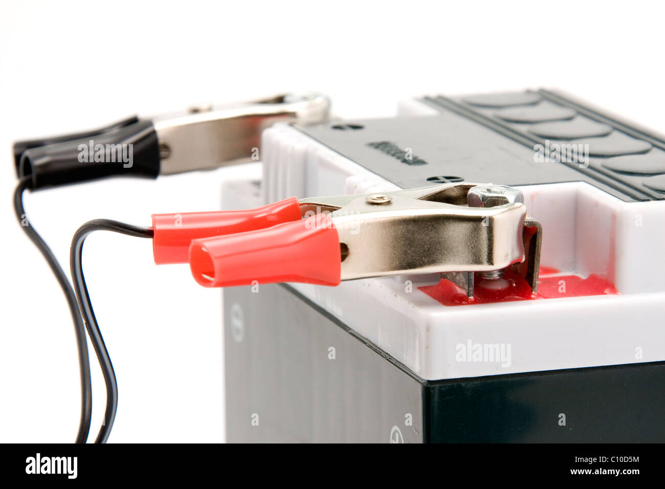 Charging motorcycle battery close up Stock Photo Alamy