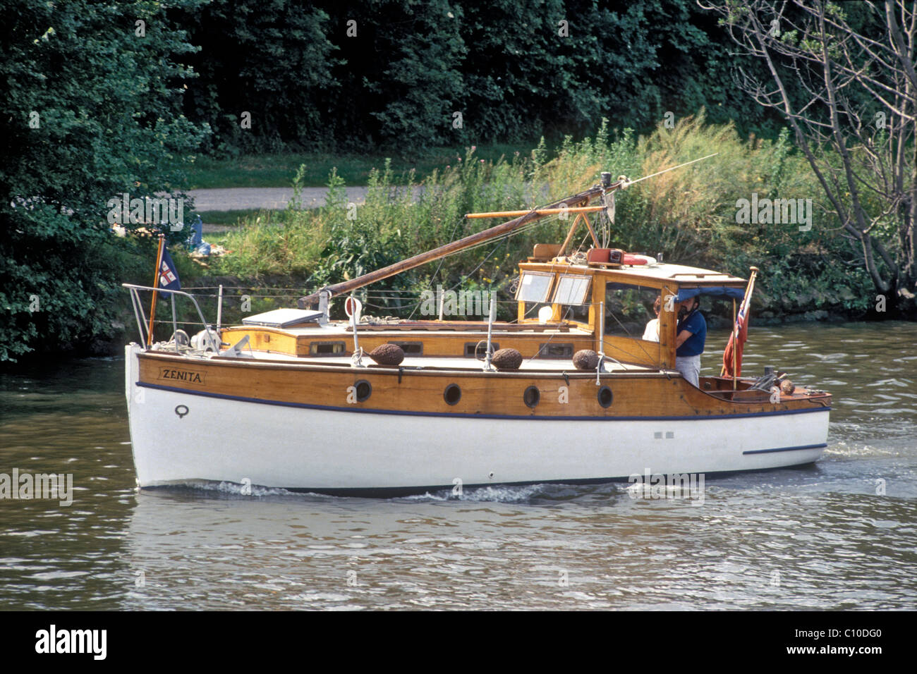 The 1928 Thornycroft built motor cruiser Zenita on the River Thames at Kingston on Thames, Surrey, England, UK Stock Photo