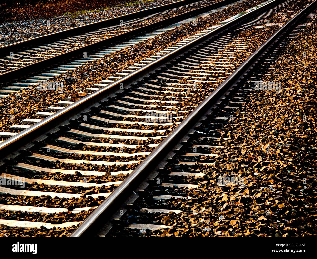 RAILROAD TRACKS GOING INTO DISTANCE Stock Photo Alamy