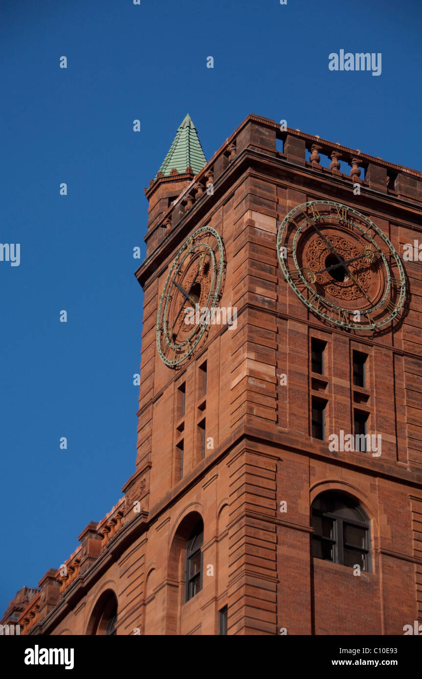 Canada, Quebec, Montreal. Historic clock tower, New York Life building. Stock Photo