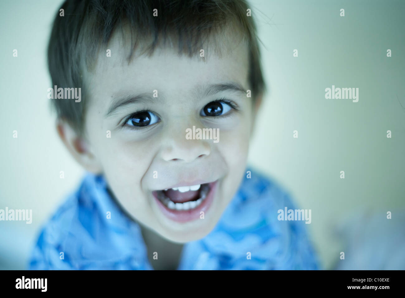 Happy smiling toddler, boy aged 3 Stock Photo
