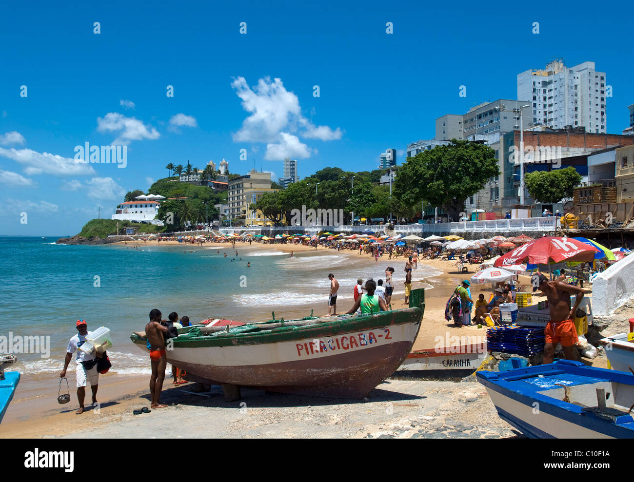 Praia do Porto da Barra, Salvador City, Bahia, Brazil Stock Photo