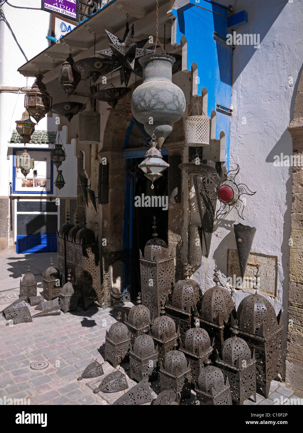 Shop selling local craft within the medina Essaouira Morocco Stock Photo