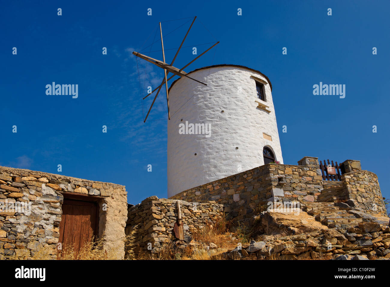 Windmills of Ano Syros, Syros Island [ Σύρος ] , Greek Cyclades Islands Stock Photo