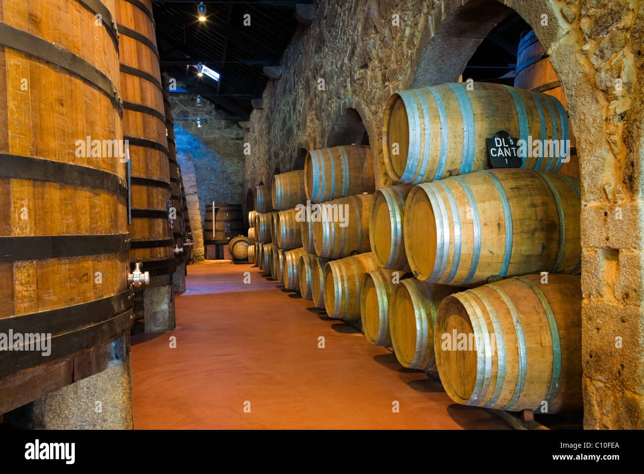 Port wine cellars of Calem, Vila Nova de Gaia, Oporto, Portugal Stock Photo