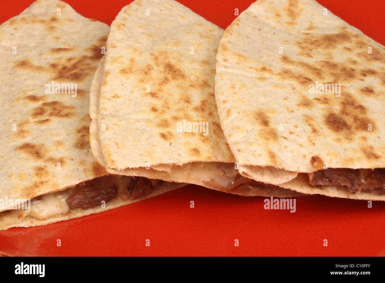 Fresh hot perfectly made mexican quesadilla delicious international food Stock Photo