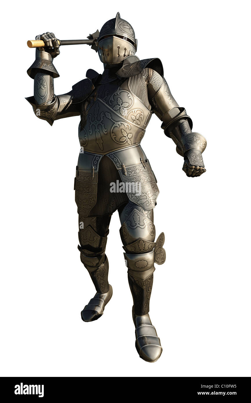 Mediaeval Knight with Mace Stock Photo