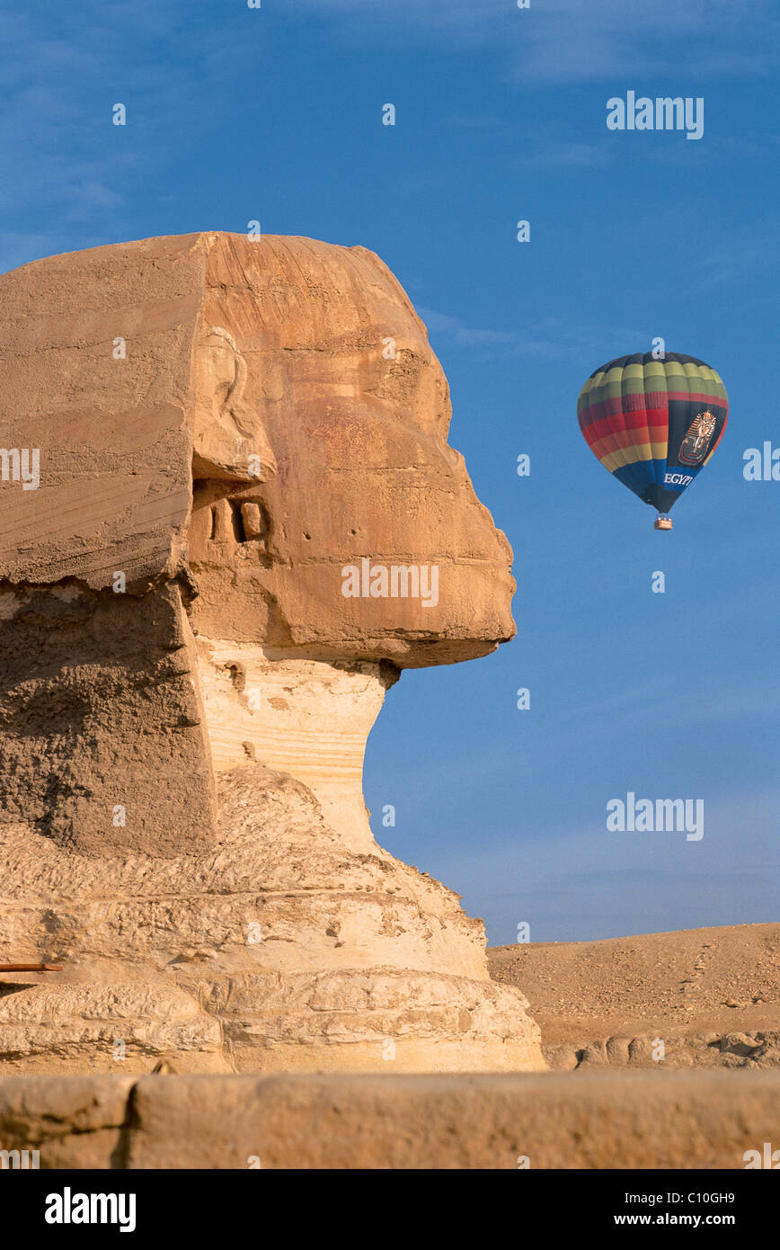 Hot Air Balloon Flight Over The Sphinx Giza Cairo Egypt North 