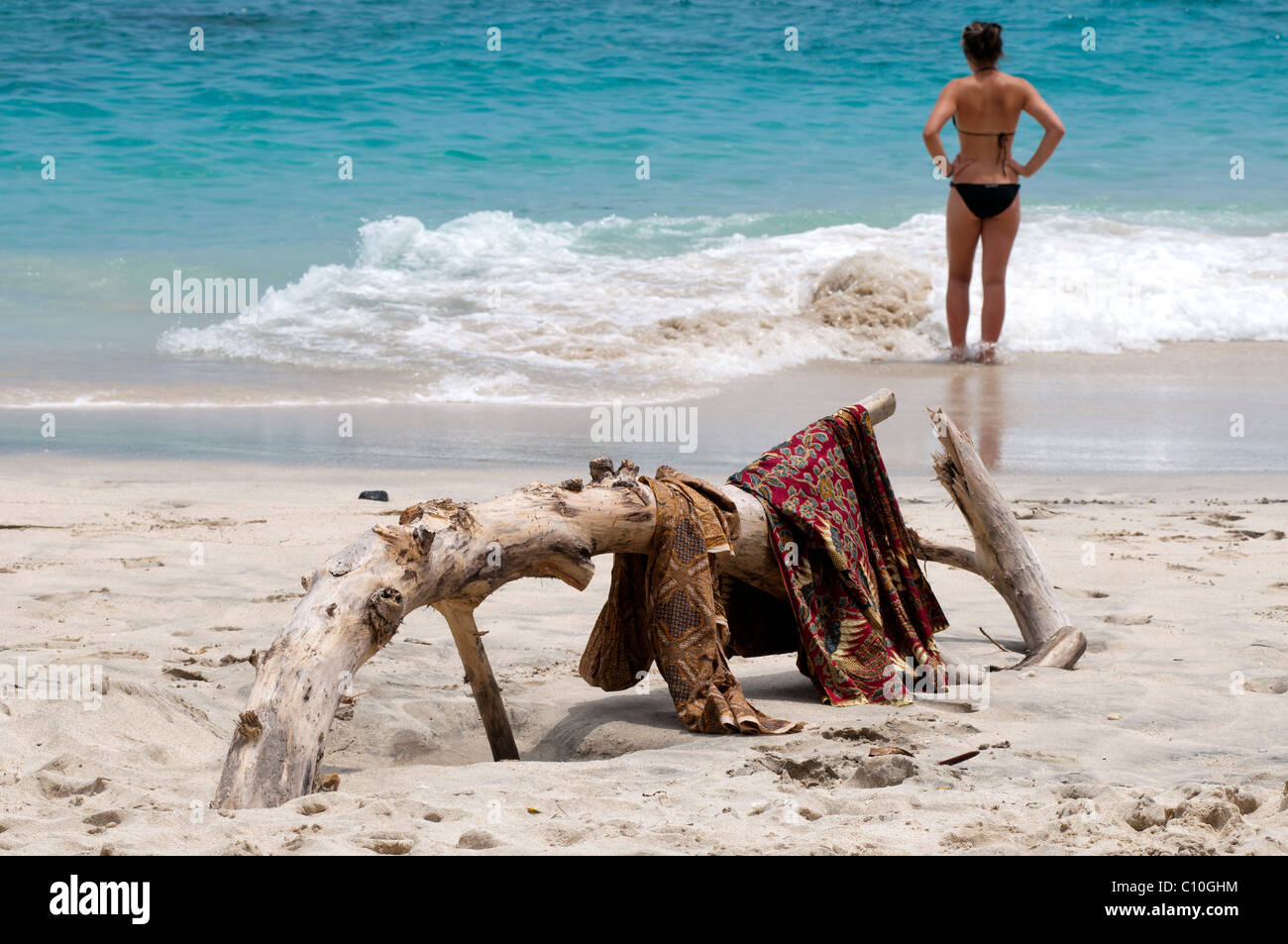 The beach called Bias Tugal at Padang Bai in estern Bali Indonesia Stock Photo