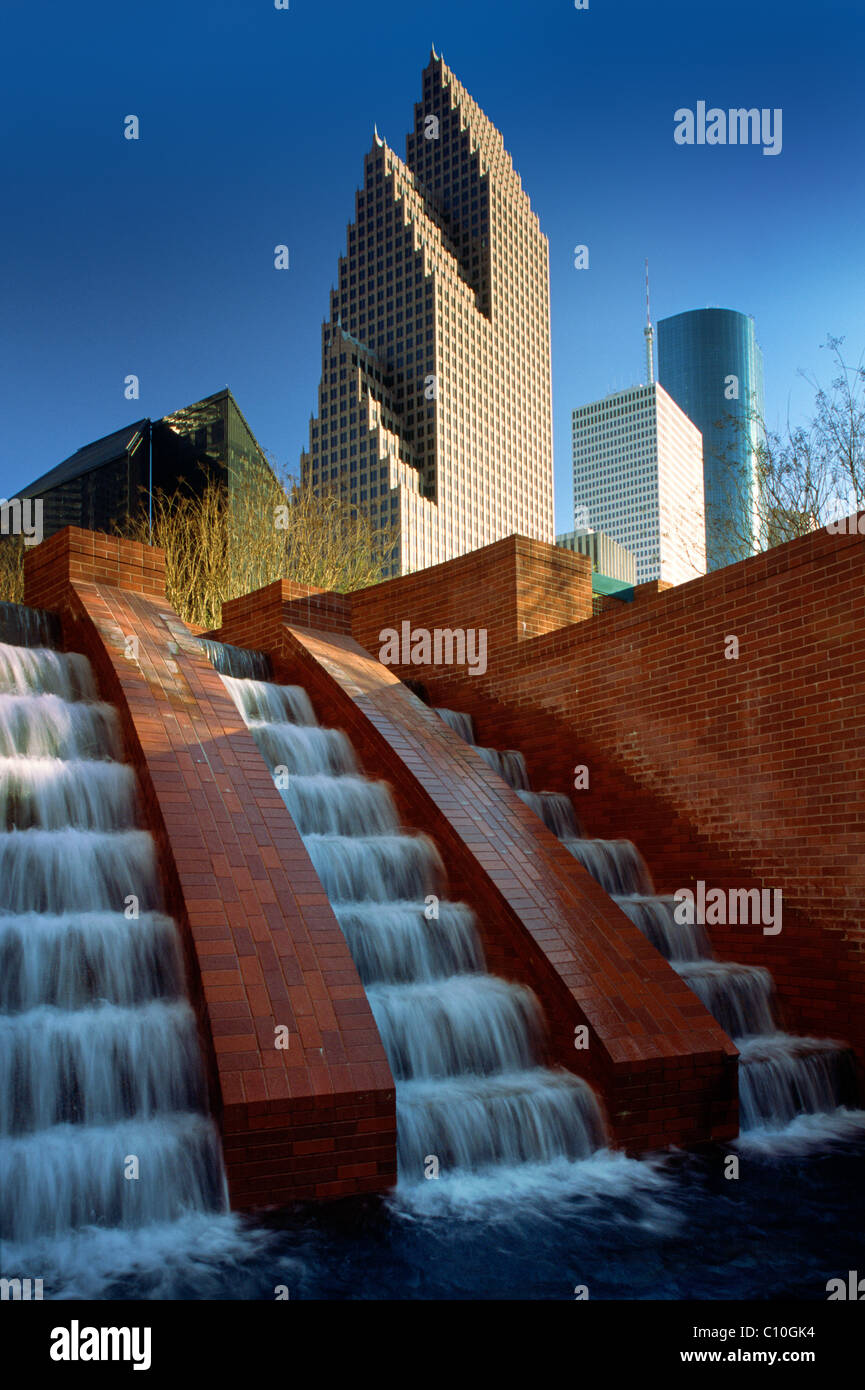 "Cascade at the Wortham" in downtown Houston's Riverwalk area Stock