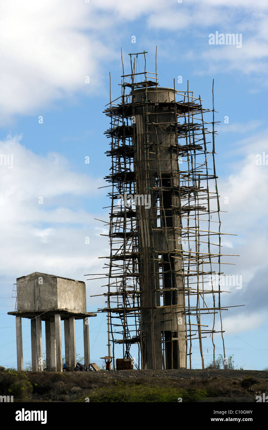Construction of Water Tower - Isabela Island - Galapagos Islands, Ecuador Stock Photo