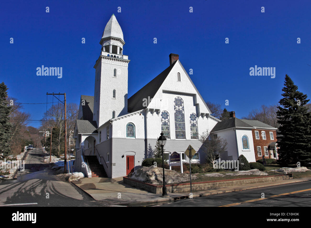 First United Methodist Church, Port Jefferson, Long Island, NY Stock Photo